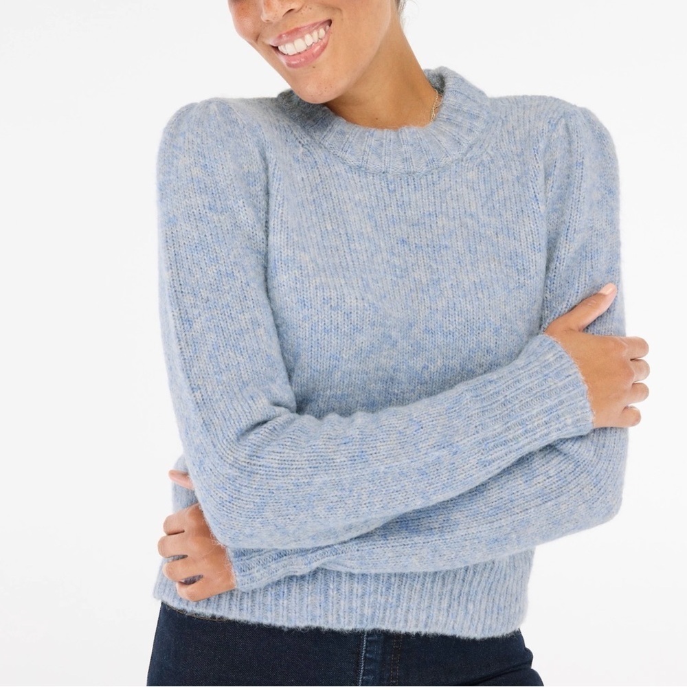 J. Crew Soft Blue Crew Neck Fuzzy Sweater - Picture 1 of 8